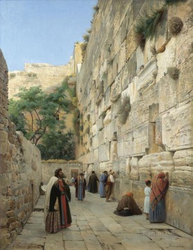 the wailing wall Jerusalem Gustav Bauernfeind Gustav Bauernfeind Orientalist Oil Paintings